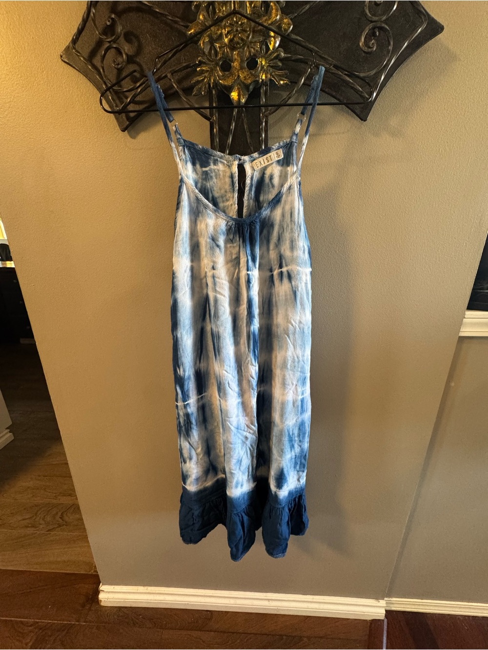 Exist Blue and White Tie-Dye Maxi Dress